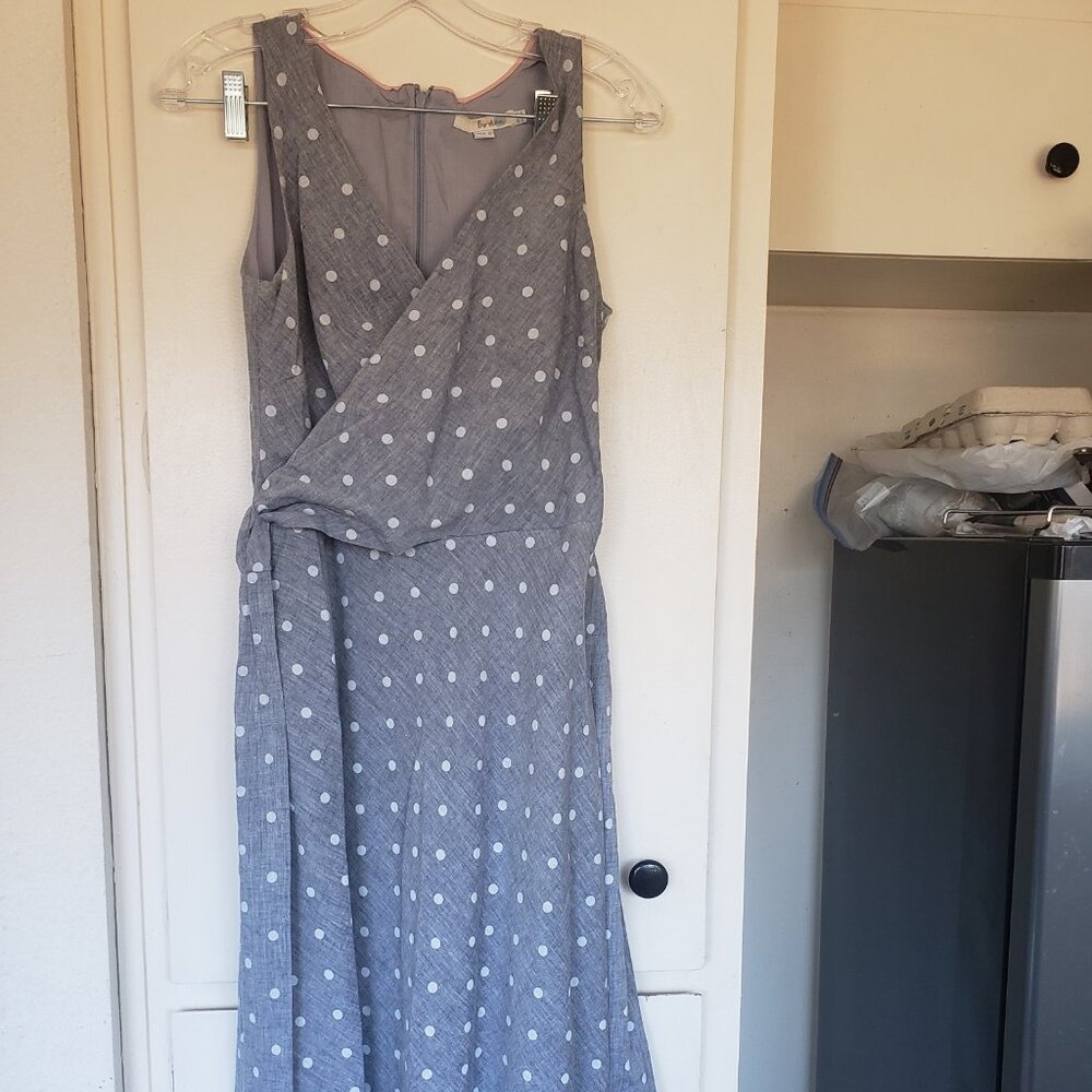 Boden Sleveless Grey & White Dress Size 6